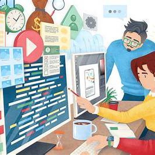Desarrollo de software empresarial colorido